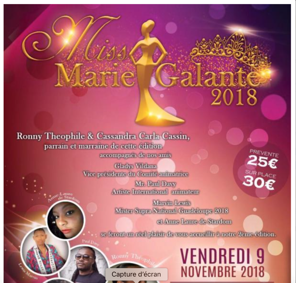 9 nov miss mariegalante MarieGalante tourisme, guide et news